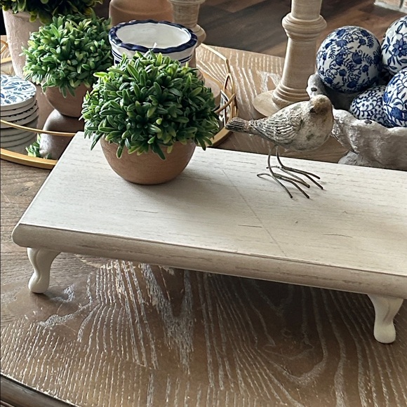 NEW! DISTRESSED Cottage Farmhouse Shabby CHIC WOOD & Metal Foot Display Riser - Picture 3 of 9